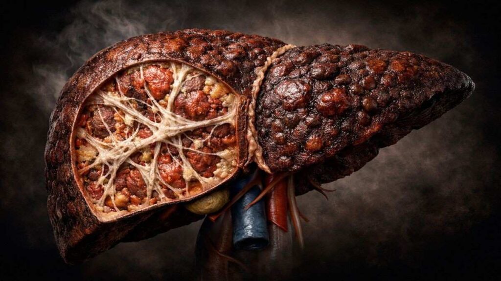 क्या फैटी लिवर सिरोसिस में बदल सकता है? जानिए सच्चाई और बचाव के तरीके 4 Liver fibrosis and cirrhosis scar tissue buildup comparison image