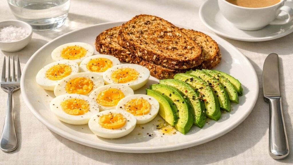 boiled egg multigrain toast healthy breakfast fatty liver high protein diet